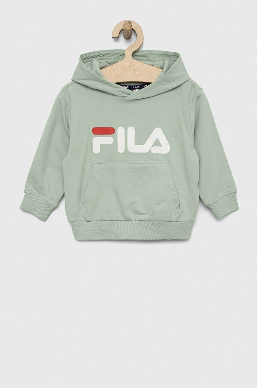 Fila bluza copii culoarea verde cu glugă cu imprimeu - Pled.ro