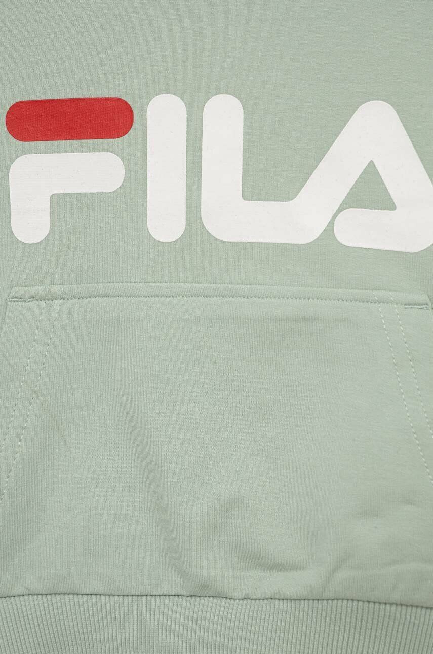 Fila bluza copii culoarea verde cu glugă cu imprimeu - Pled.ro