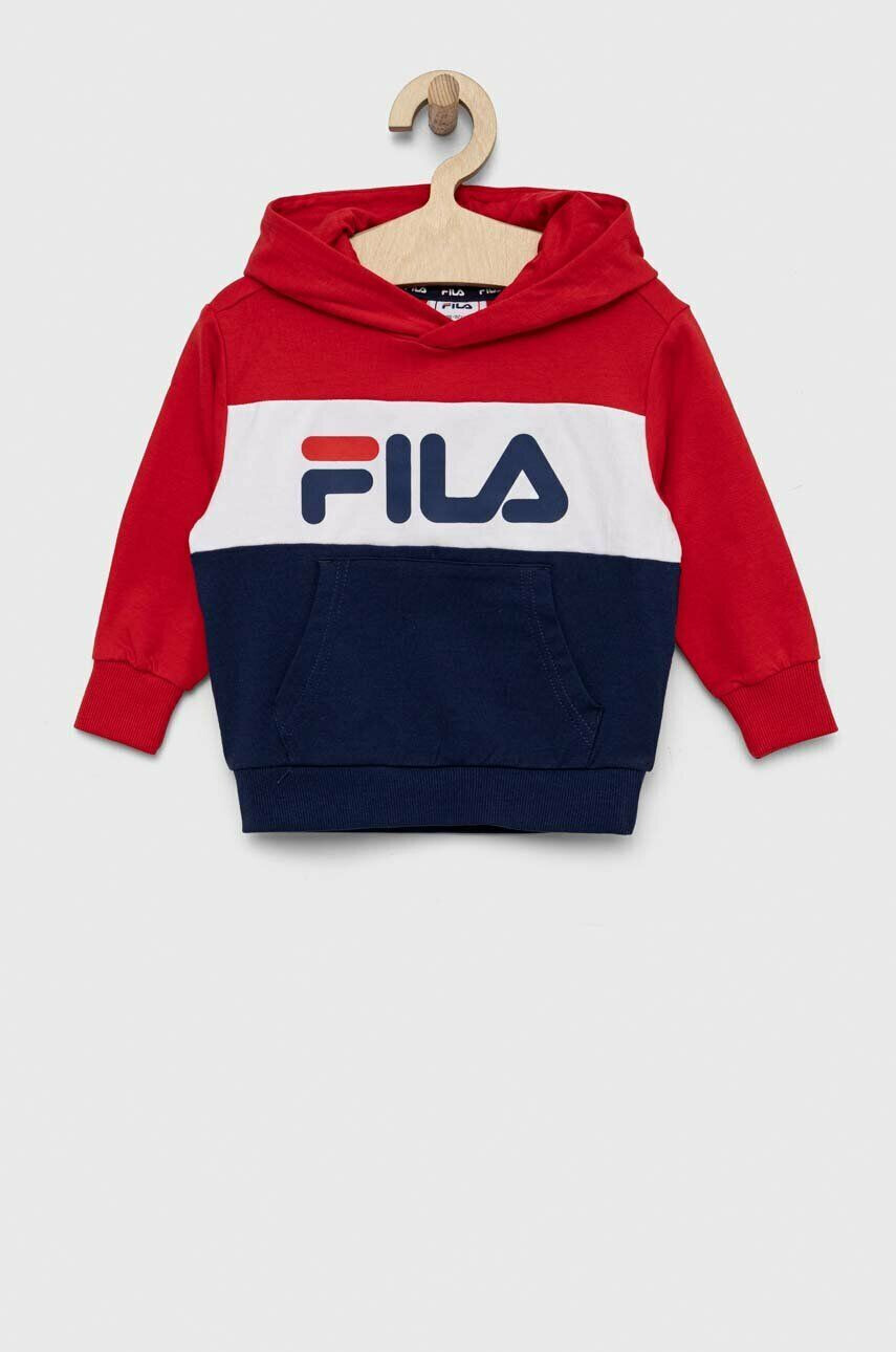 Fila bluza copii culoarea albastru marin cu glugă cu imprimeu - Pled.ro