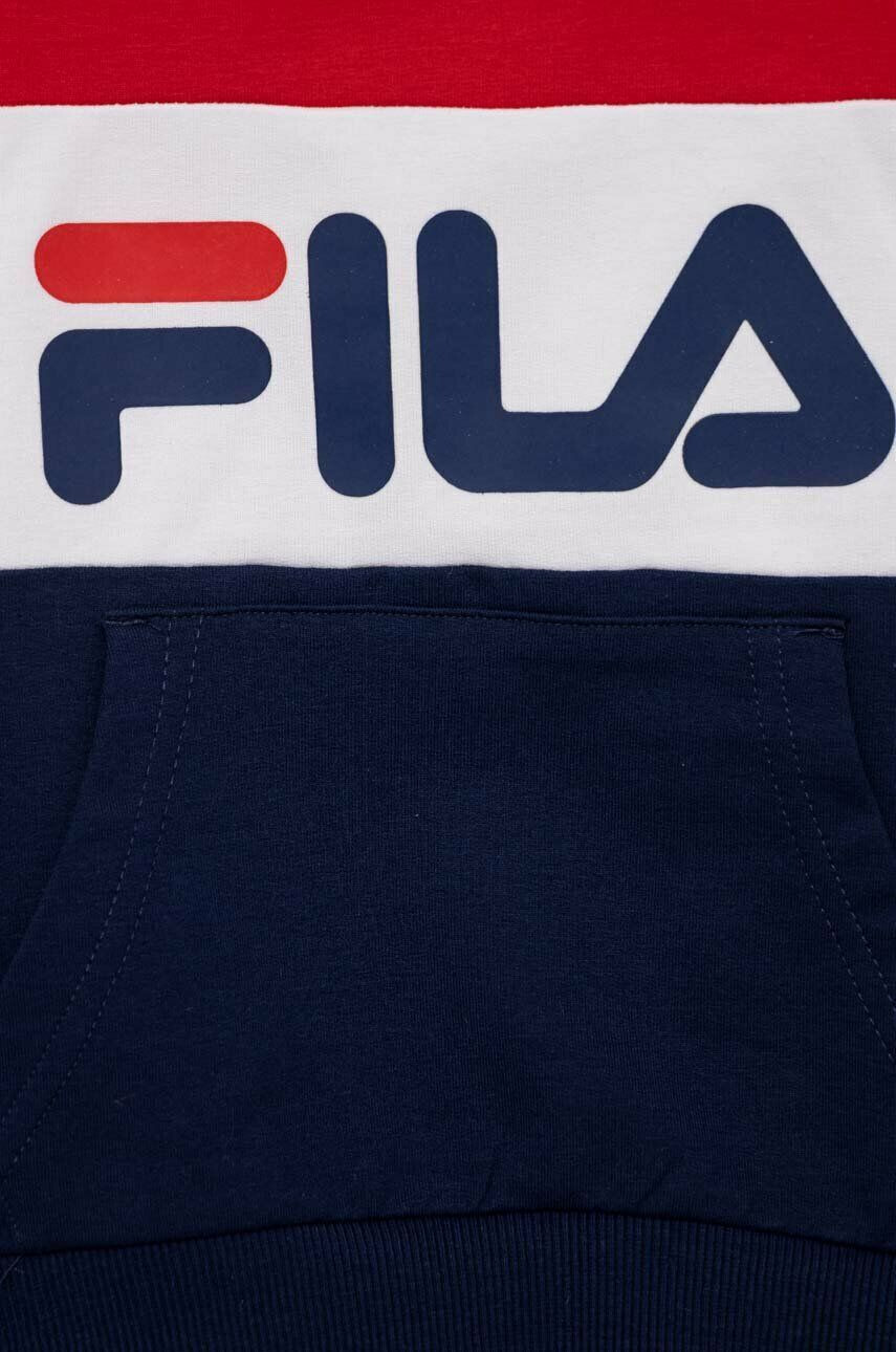 Fila bluza copii culoarea albastru marin cu glugă cu imprimeu - Pled.ro