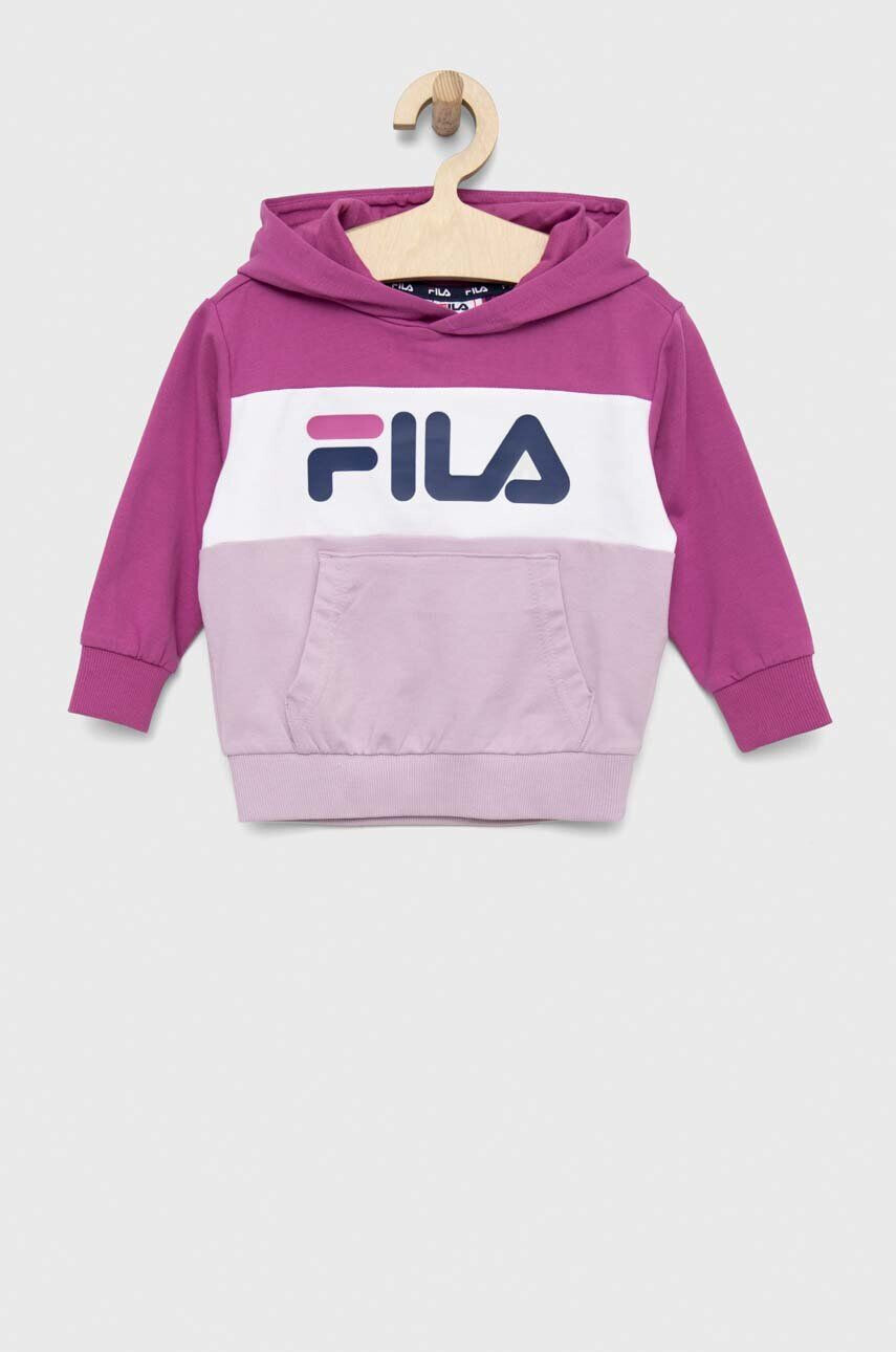 Fila bluza copii culoarea violet cu glugă cu imprimeu - Pled.ro