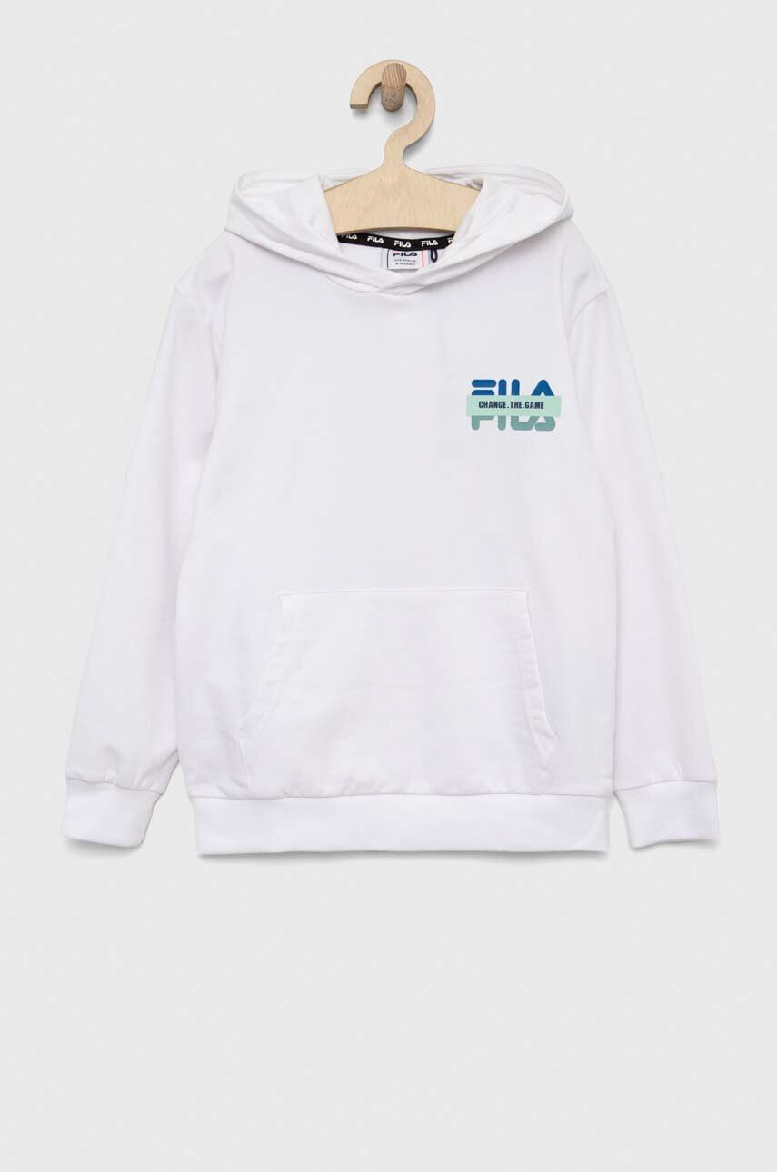 Fila bluza copii culoarea alb cu glugă cu imprimeu - Pled.ro