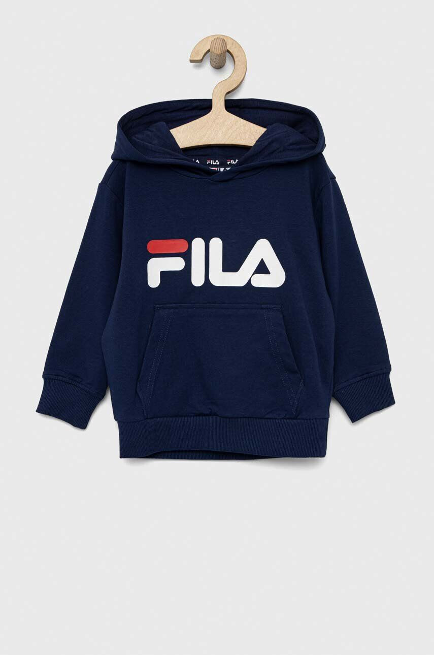 Fila bluza copii culoarea albastru marin cu glugă cu imprimeu - Pled.ro