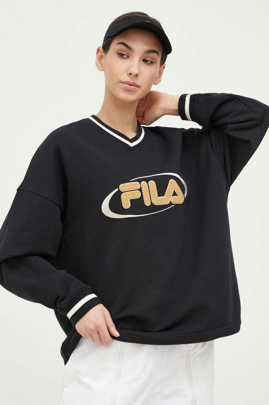 Fila bluza x Hailey Bieber femei culoarea negru cu imprimeu - Pled.ro