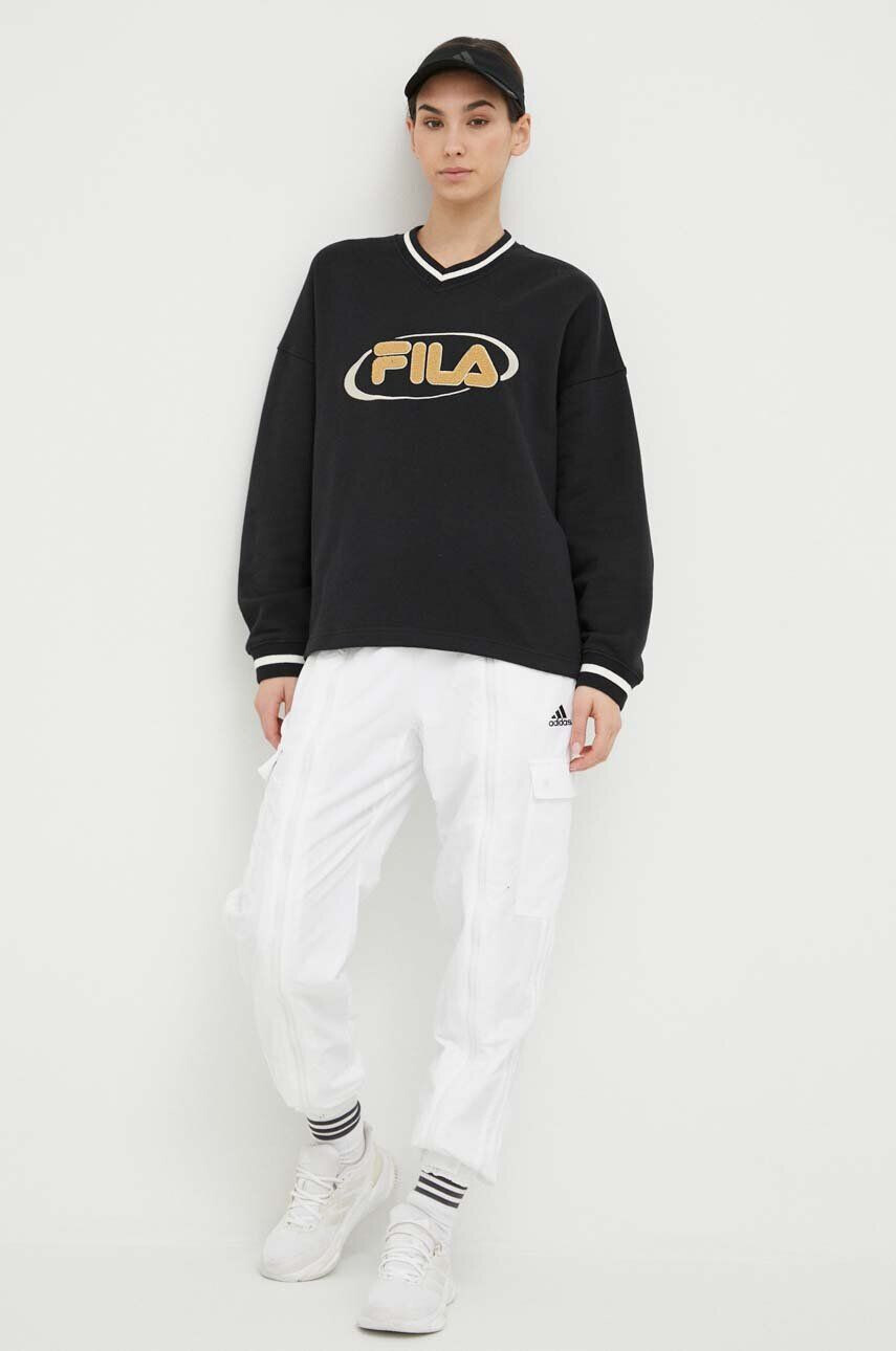 Fila bluza x Hailey Bieber femei culoarea negru cu imprimeu - Pled.ro