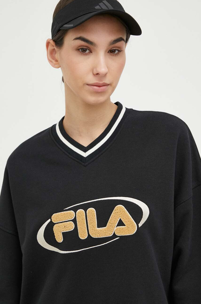 Fila bluza x Hailey Bieber femei culoarea negru cu imprimeu - Pled.ro