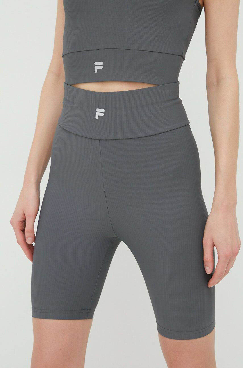 Fila pantaloni scurți de antrenament Cassino femei culoarea gri neted high waist - Pled.ro