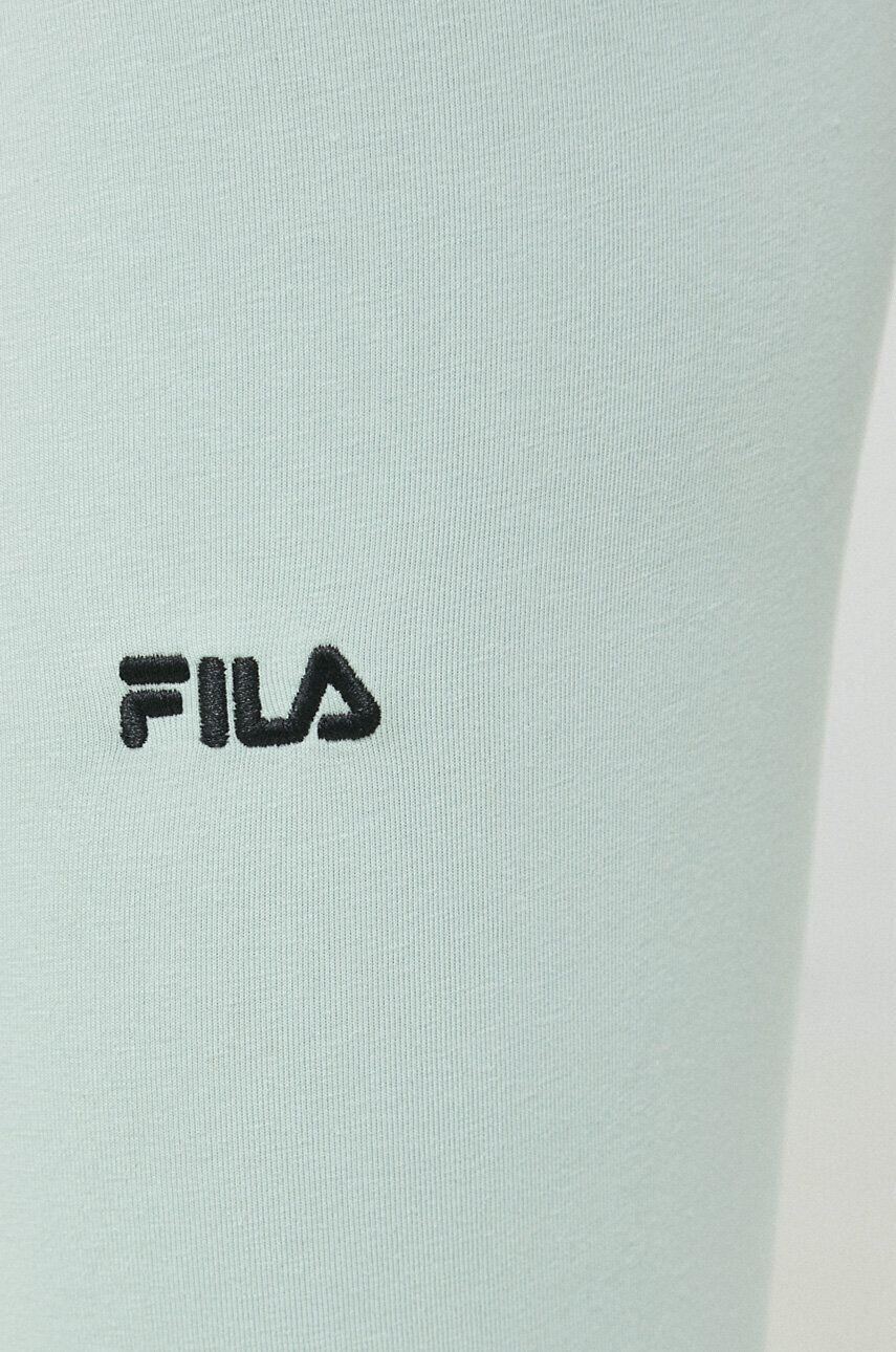 Fila pantaloni scurti femei culoarea turcoaz neted high waist - Pled.ro