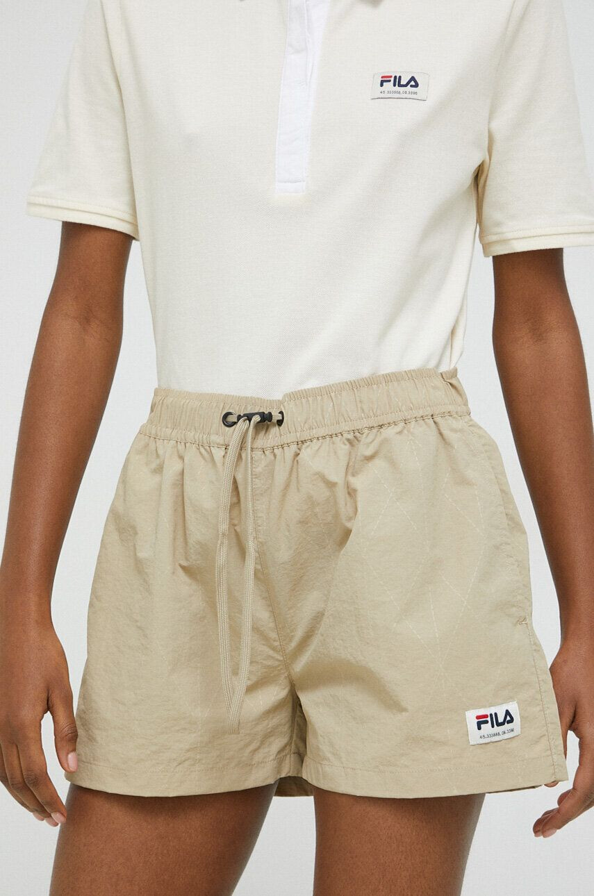 Fila pantaloni scurti femei culoarea bej high waist - Pled.ro