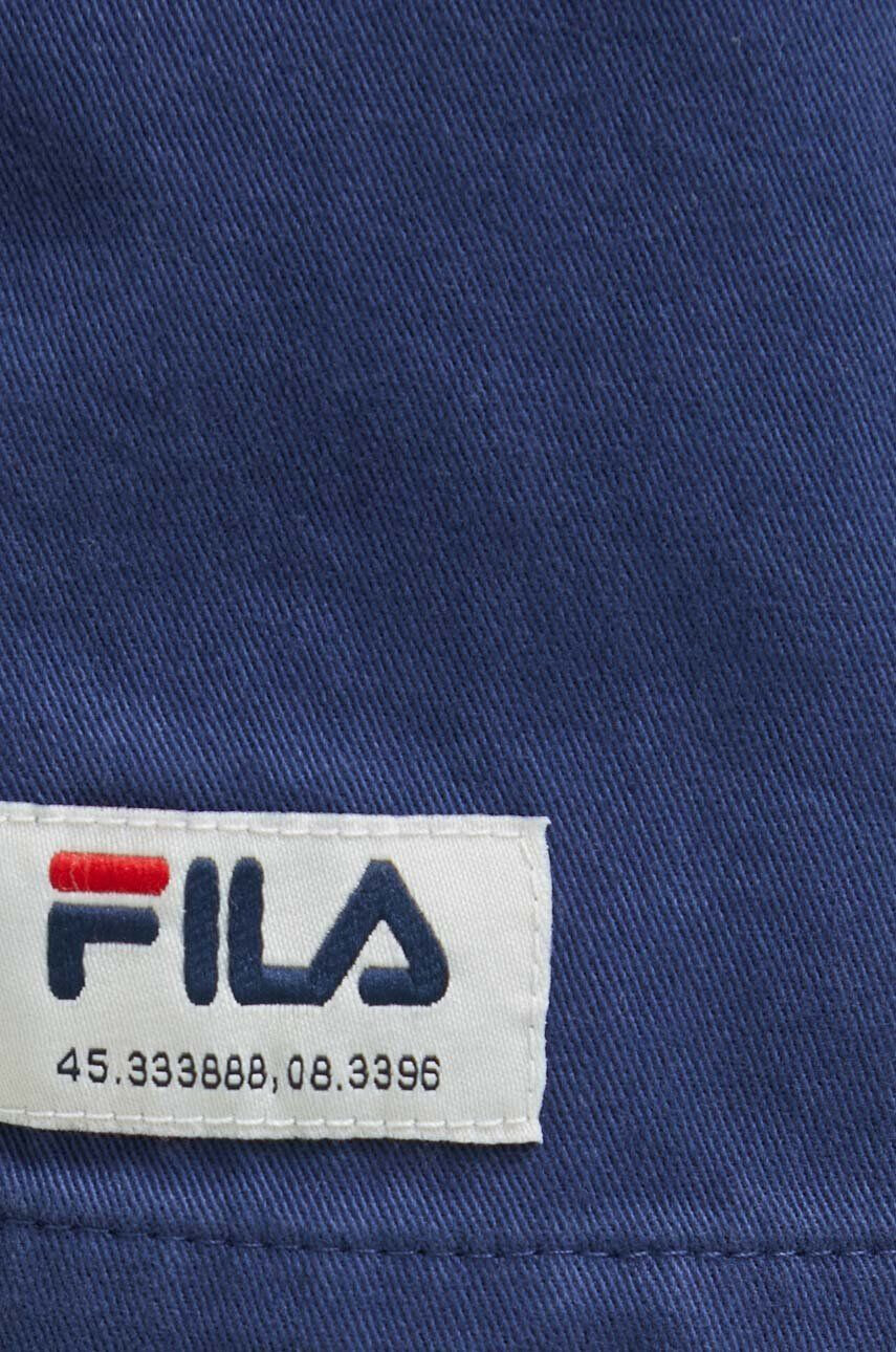 Fila pantaloni scurti din bumbac culoarea albastru marin neted high waist - Pled.ro