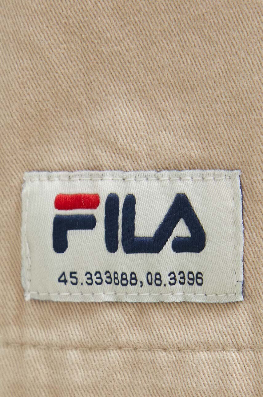 Fila pantaloni scurti din bumbac culoarea bej neted high waist - Pled.ro