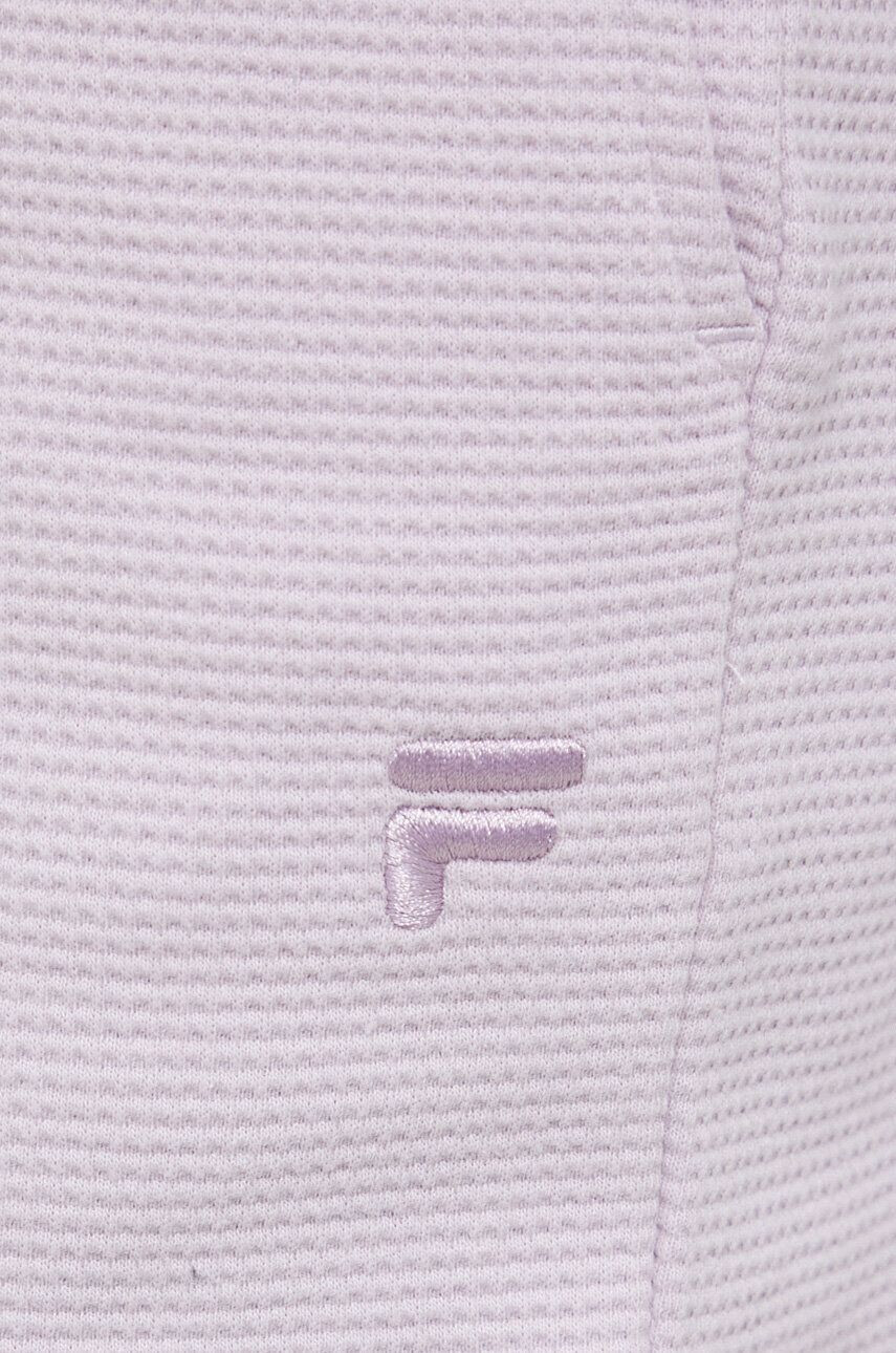 Fila pantaloni scurti din bumbac culoarea violet neted high waist - Pled.ro