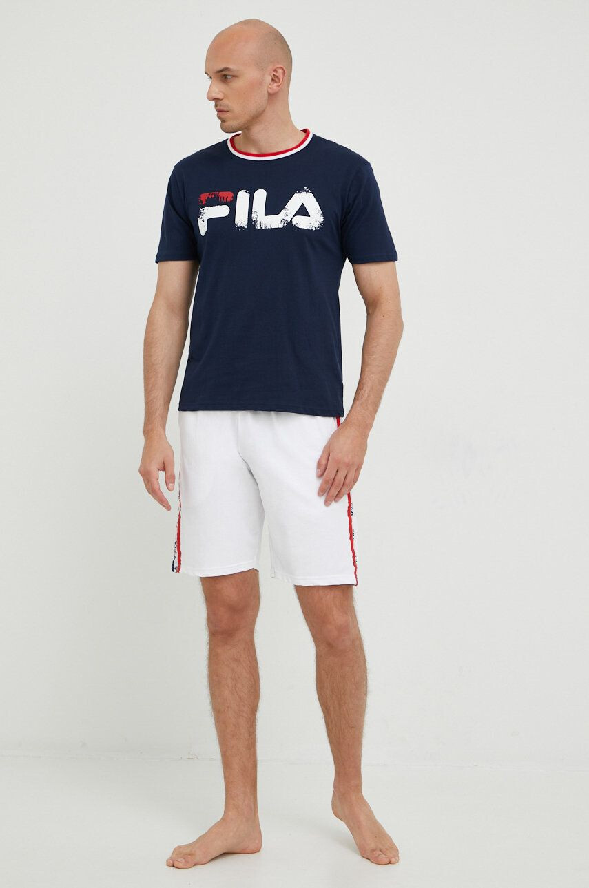 Fila pijama barbati culoarea albastru marin cu imprimeu - Pled.ro