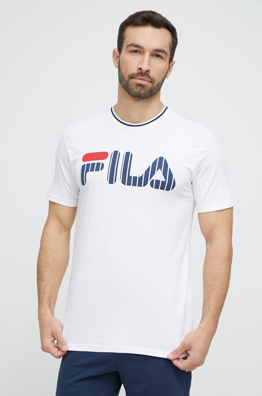 Fila pijamale de bumbac culoarea alb cu imprimeu - Pled.ro