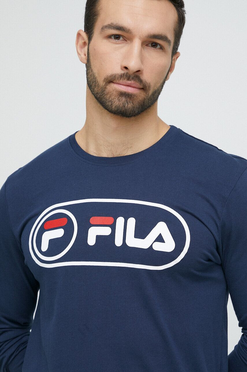 Fila pijamale de bumbac culoarea albastru marin cu imprimeu - Pled.ro