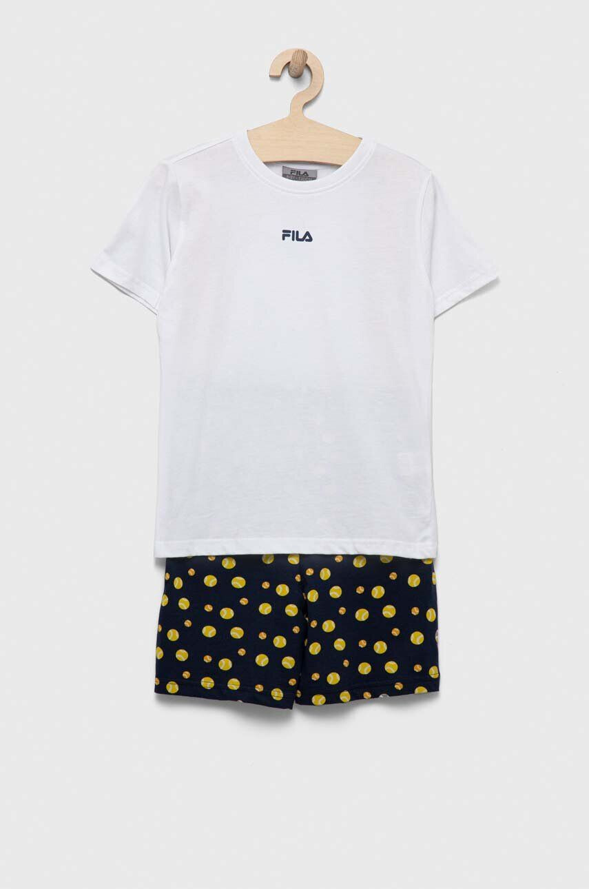 Fila pijamale de bumbac pentru copii culoarea alb modelator - Pled.ro