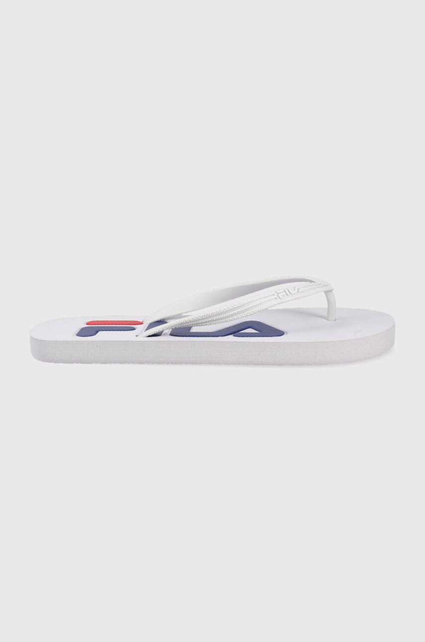 Fila slapi Troy femei culoarea alb cu toc plat - Pled.ro