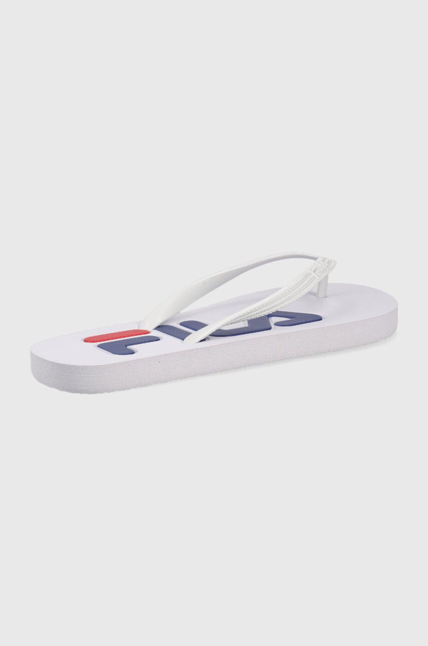 Fila slapi Troy femei culoarea alb cu toc plat - Pled.ro