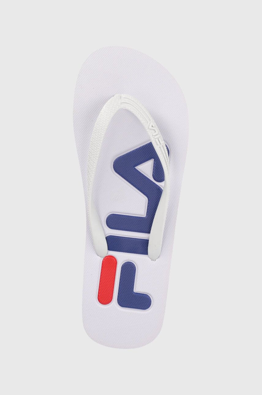 Fila slapi Troy femei culoarea alb cu toc plat - Pled.ro