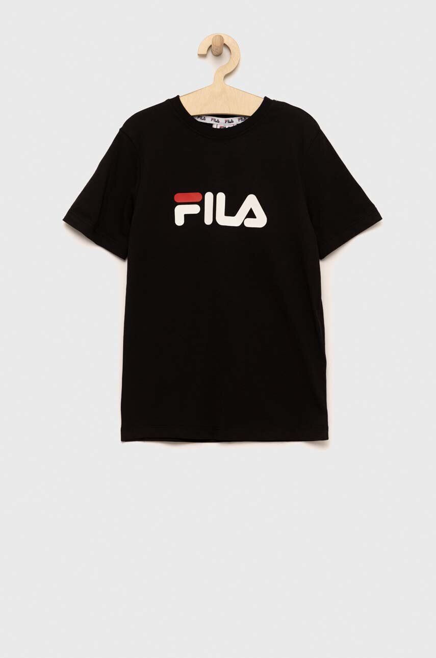 Fila tricou de bumbac pentru copii culoarea negru cu imprimeu - Pled.ro