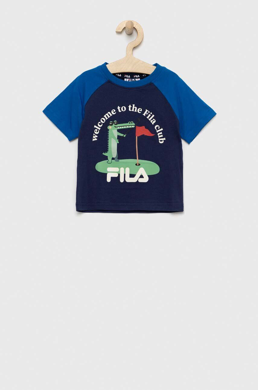 Fila tricou de bumbac pentru copii culoarea albastru marin modelator - Pled.ro