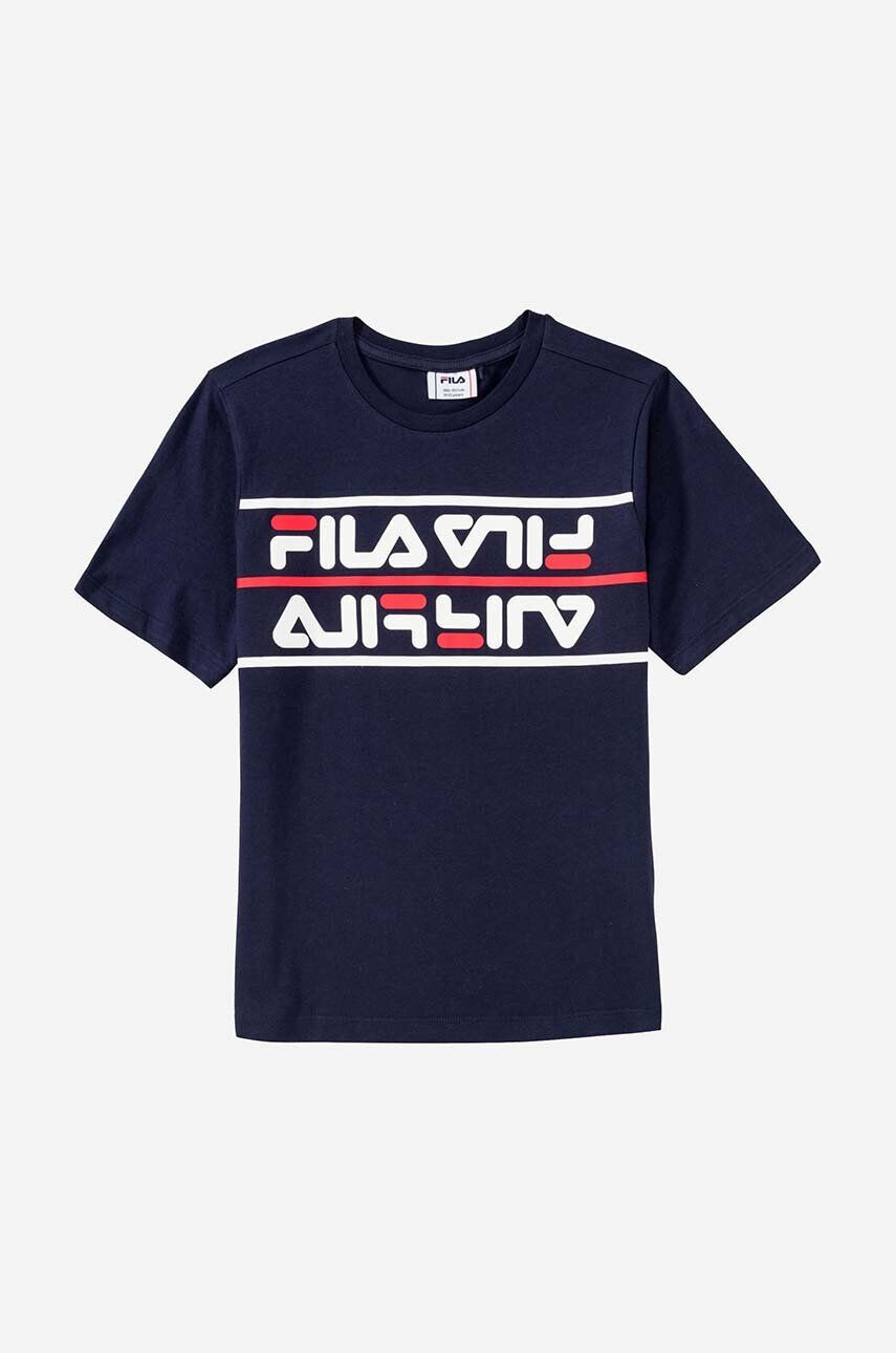 Fila tricou de bumbac pentru copii Salman culoarea albastru marin cu imprimeu - Pled.ro