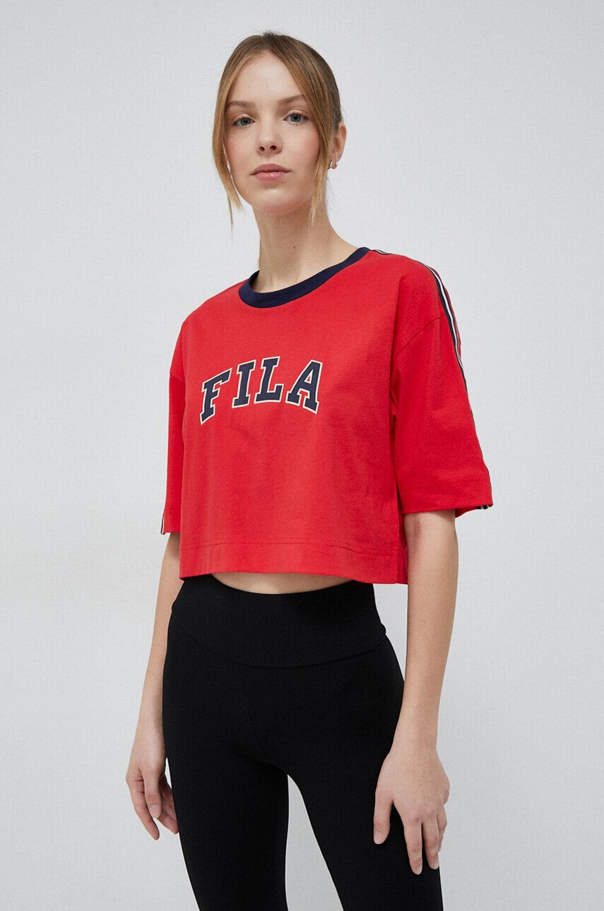 Fila tricou din bumbac x Hailey Bieber culoarea rosu - Pled.ro