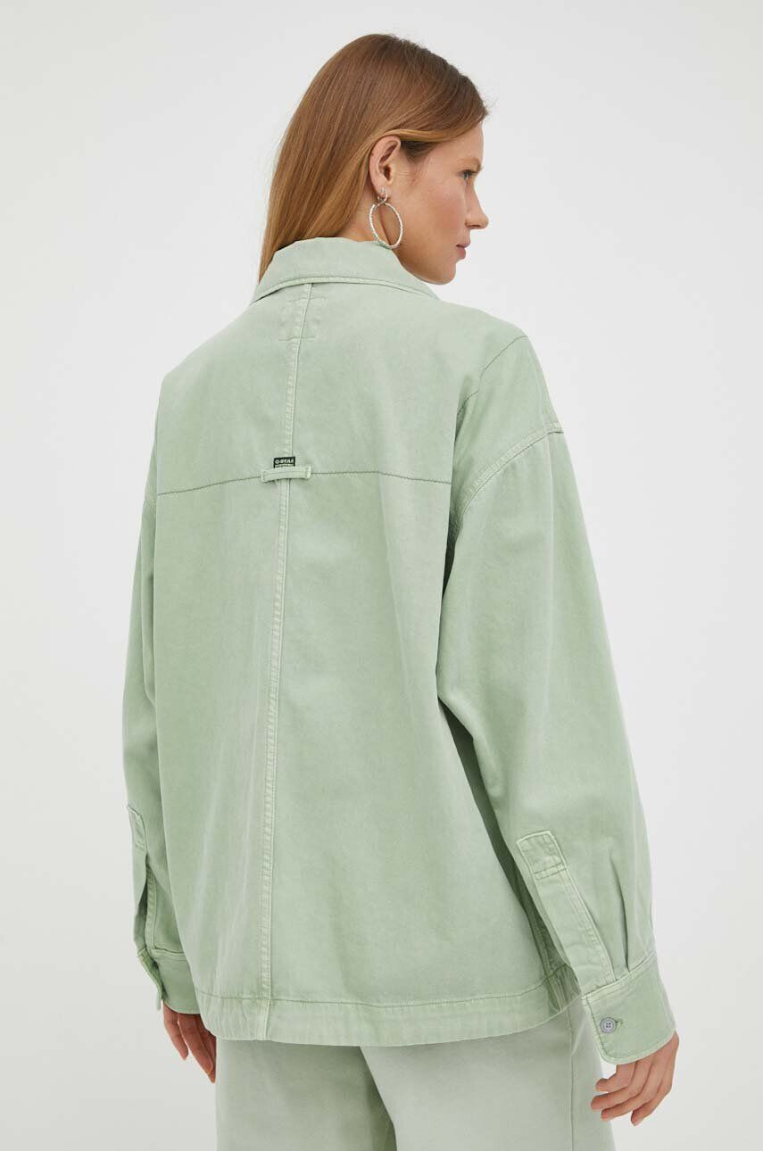 G-Star Raw geaca jeans femei culoarea verde oversize - Pled.ro