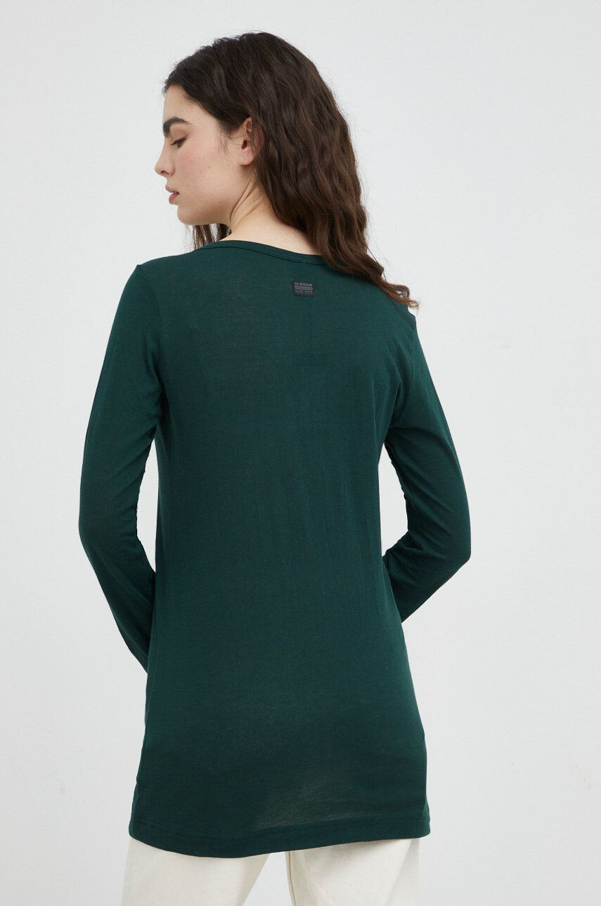 G-Star Raw longsleeve din bumbac culoarea verde cu turtleneck - Pled.ro