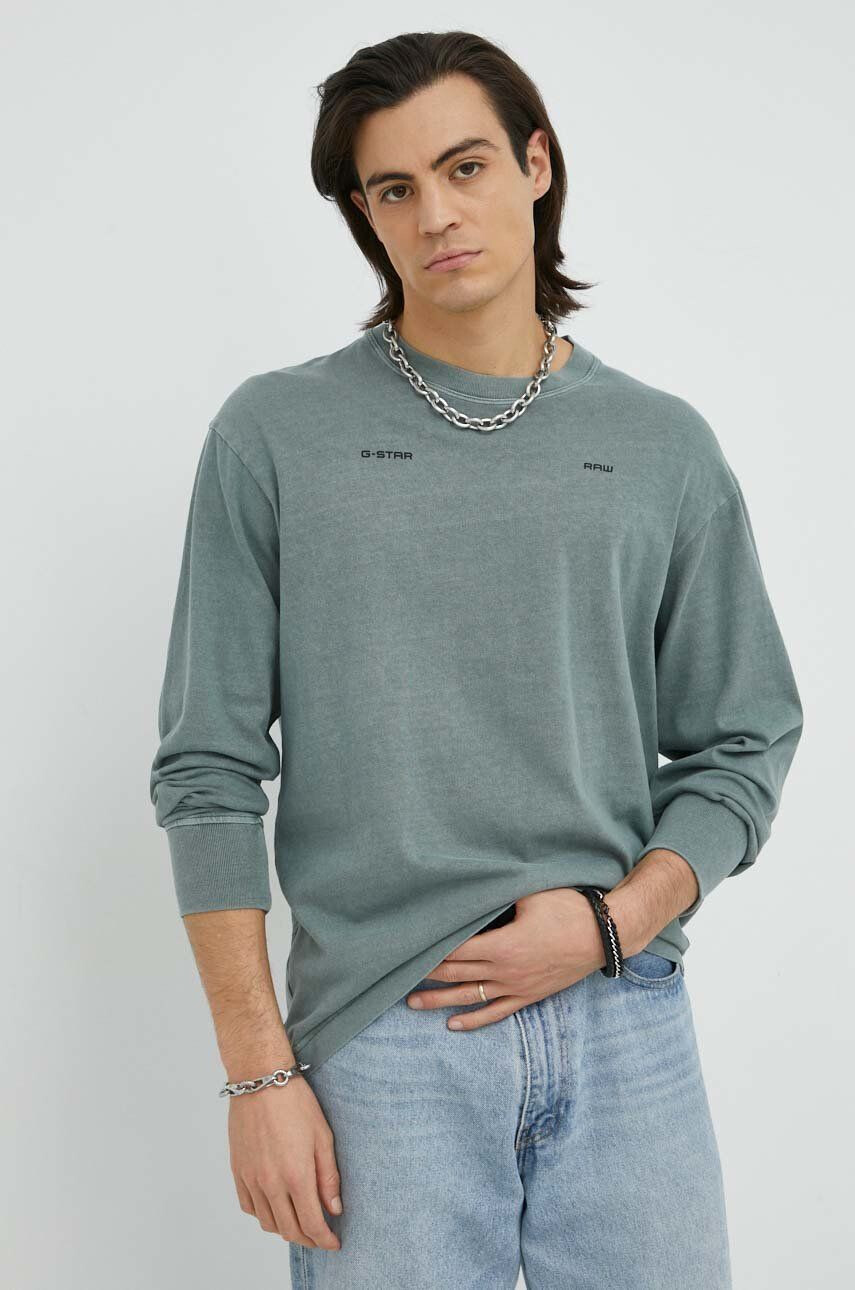 G-Star Raw longsleeve din bumbac culoarea maro - Pled.ro