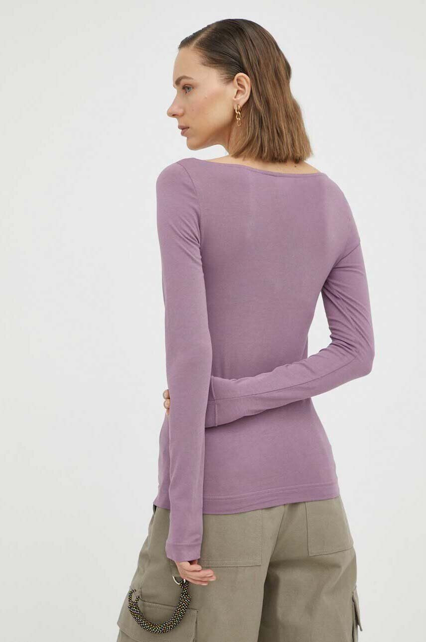 G-Star Raw longsleeve din bumbac culoarea violet - Pled.ro