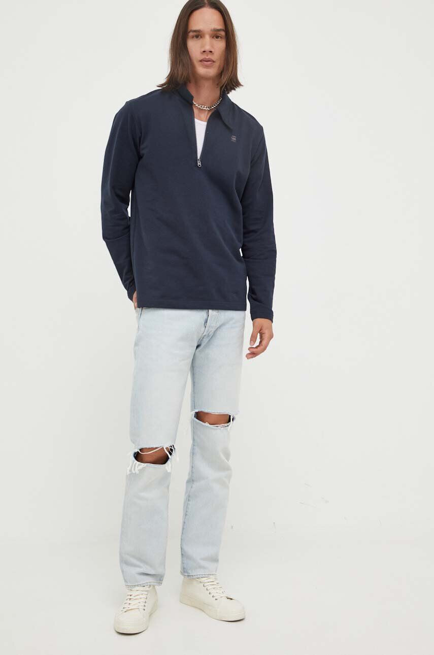 G-Star Raw longsleeve din bumbac culoarea gri - Pled.ro