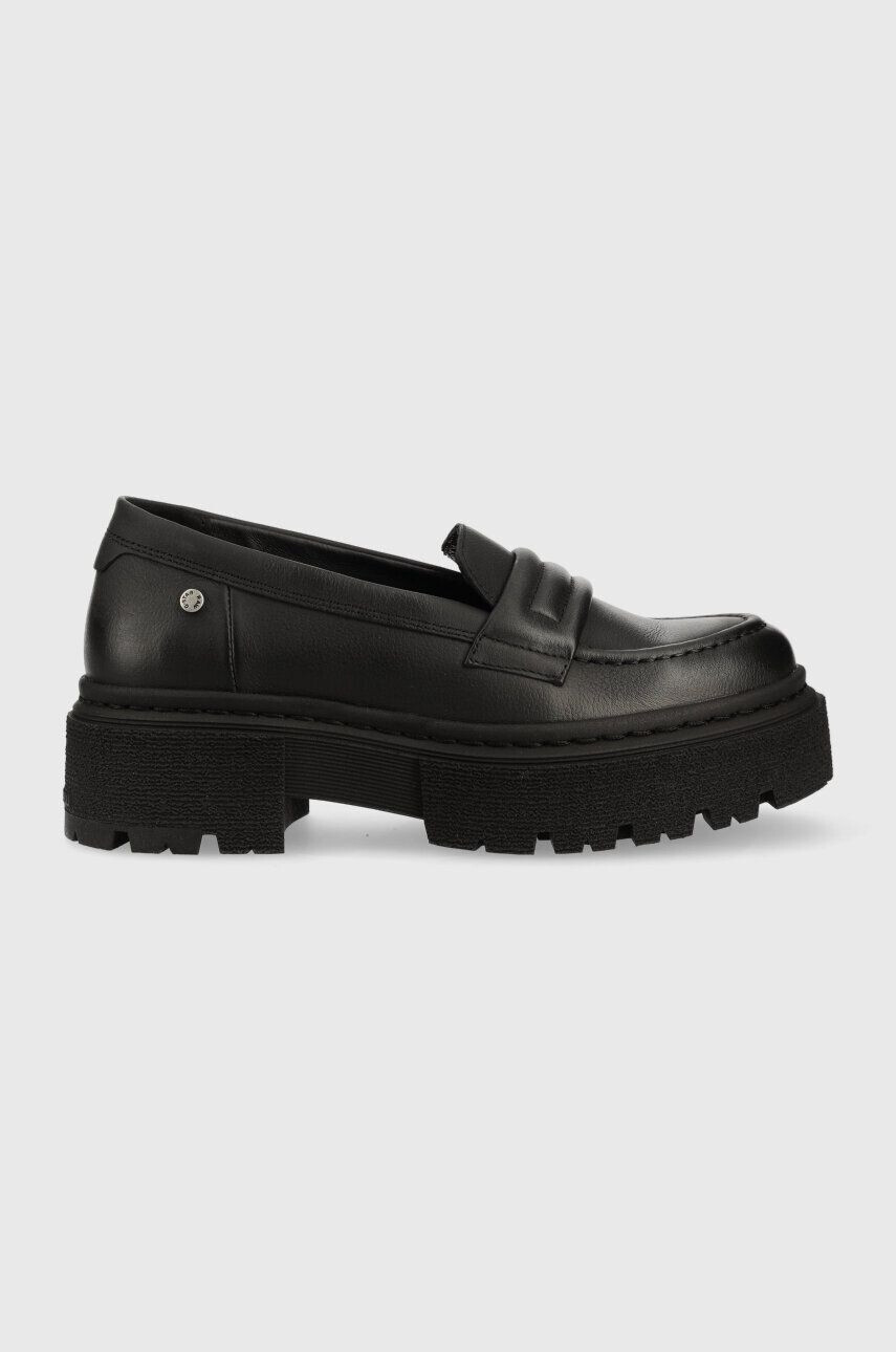 G-Star Raw mocasini de piele Kafey Pfm femei culoarea negru cu toc plat 2311021537.BLK - Pled.ro