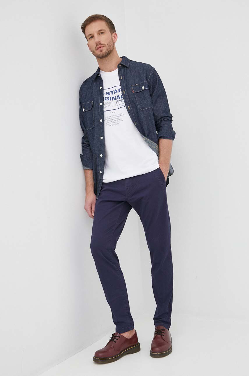 G-Star Raw pantaloni barbati culoarea albastru marin cu fason chinos - Pled.ro