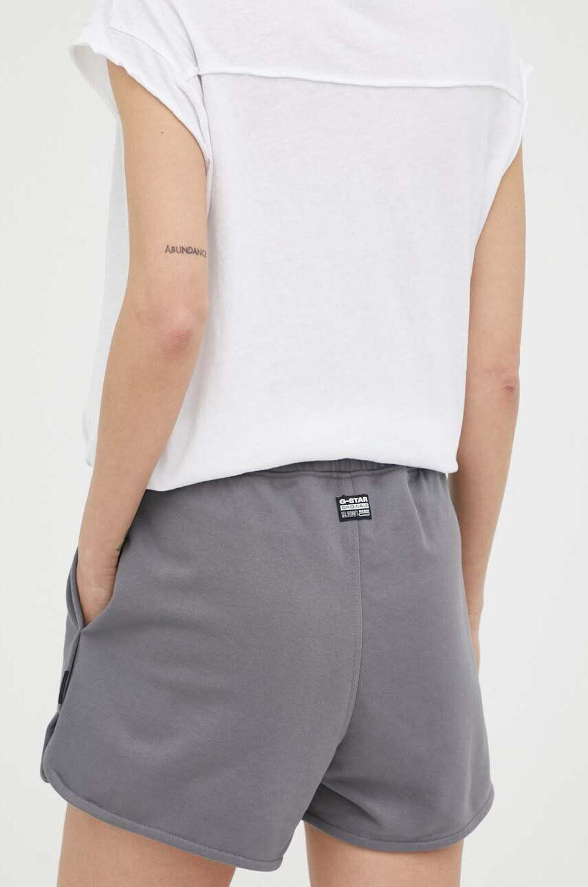 G-Star Raw pantaloni scurti femei culoarea gri neted high waist - Pled.ro