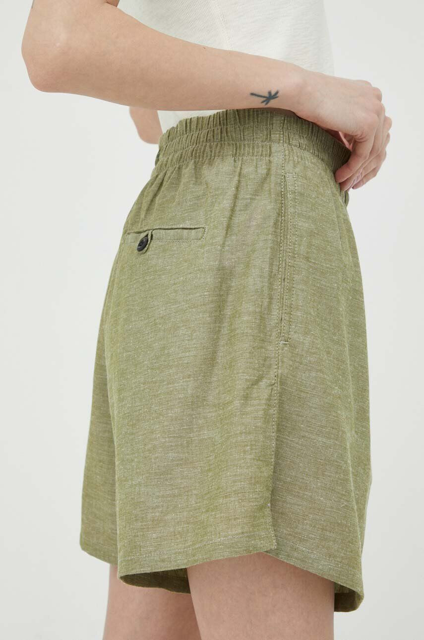 G-Star Raw pantaloni scurți din amestec de in culoarea verde melanj high waist - Pled.ro