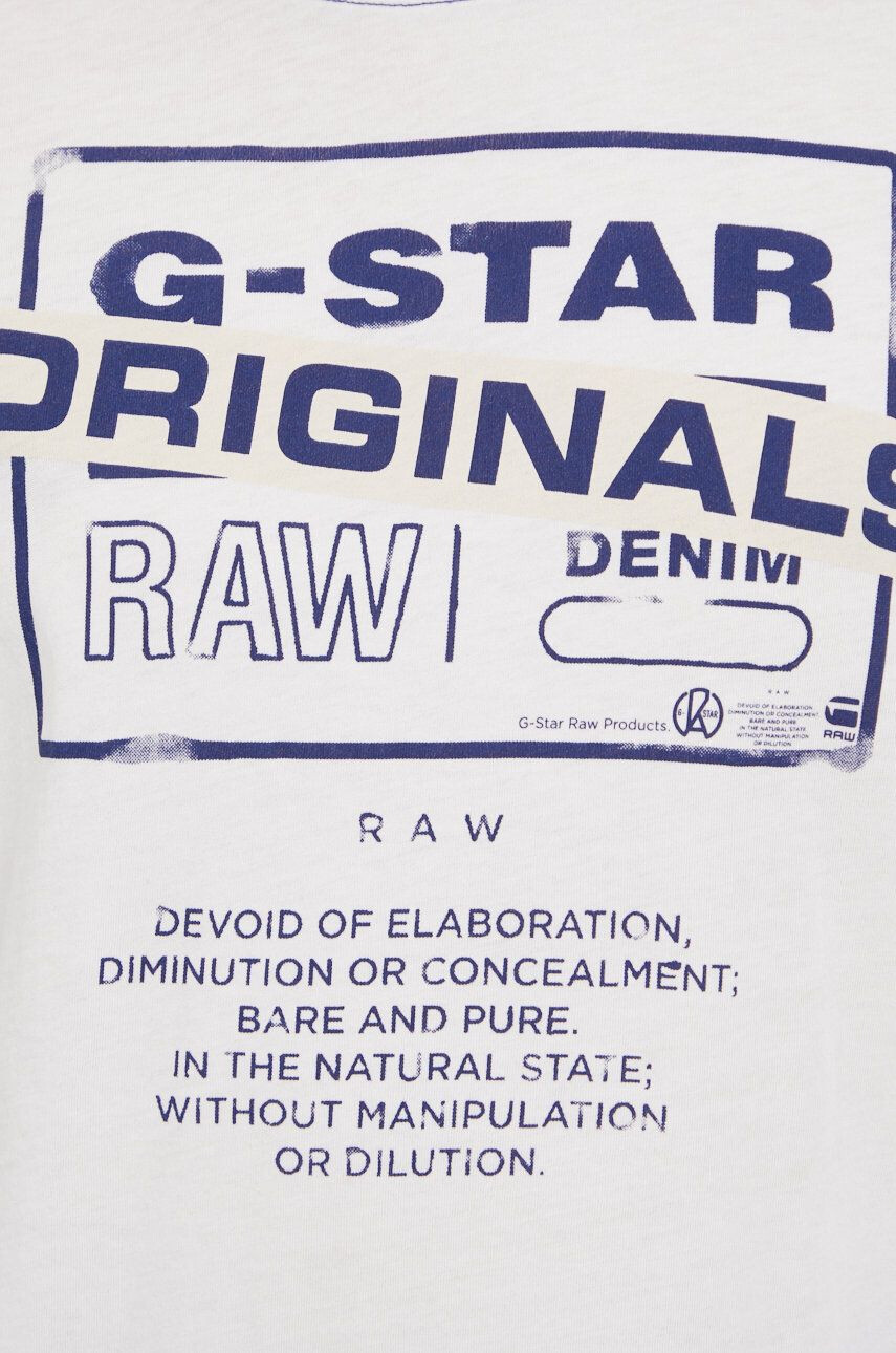 G-Star Raw top din bumbac culoarea alb - Pled.ro