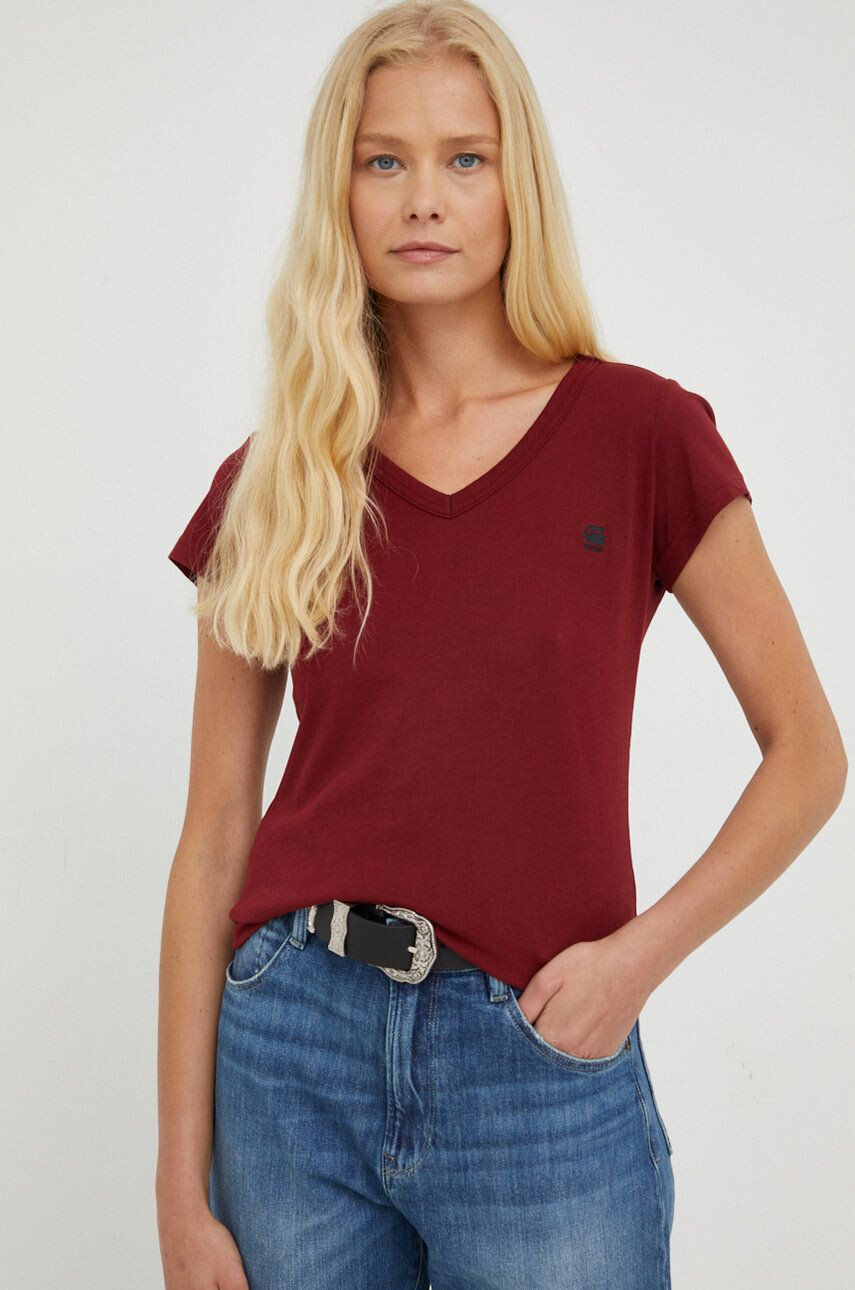 G-Star Raw tricou din bumbac femei culoarea bordo - Pled.ro