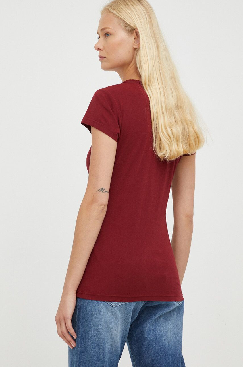 G-Star Raw tricou din bumbac femei culoarea bordo - Pled.ro