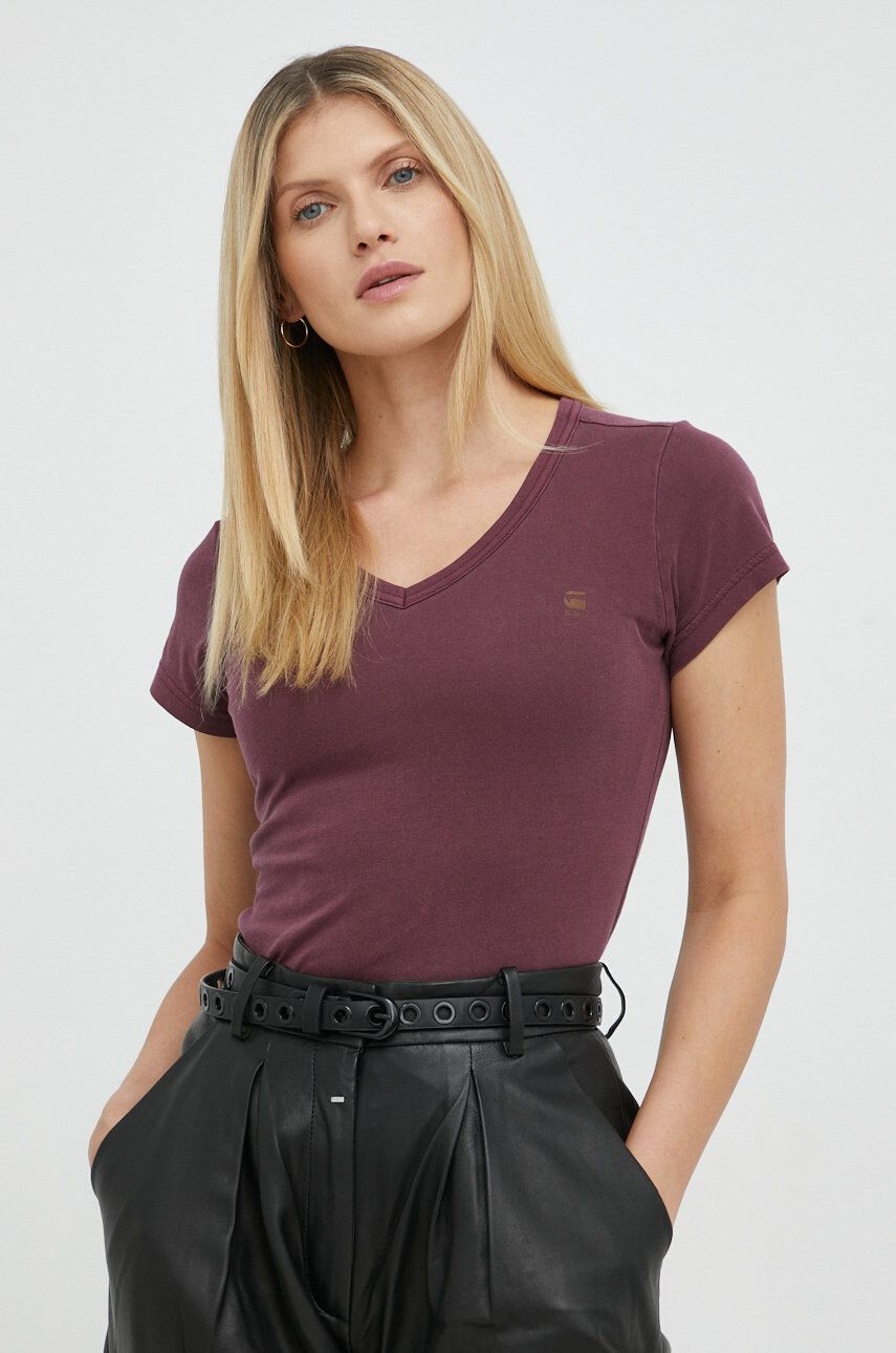 G-Star Raw tricou din bumbac femei culoarea bordo - Pled.ro