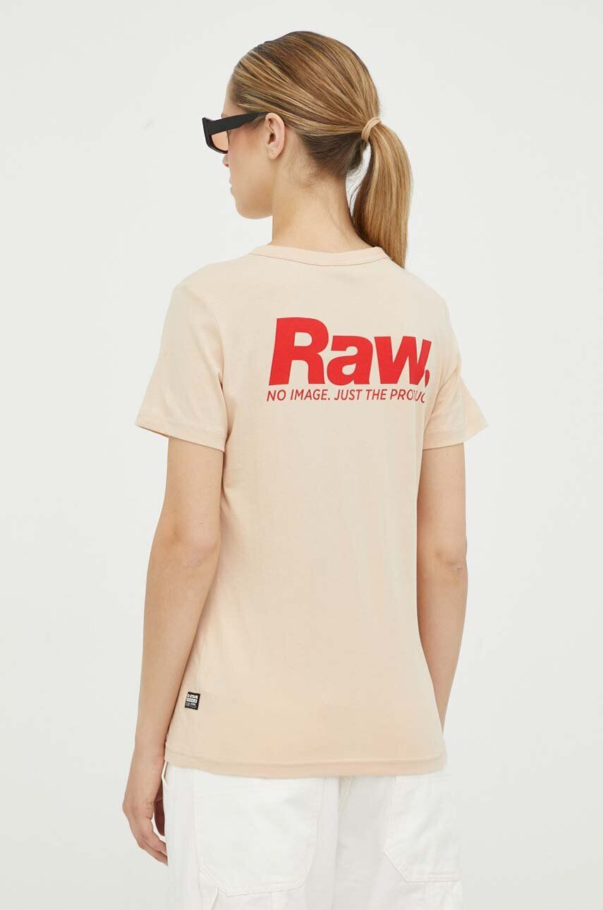 G-Star Raw tricou din bumbac culoarea bej - Pled.ro