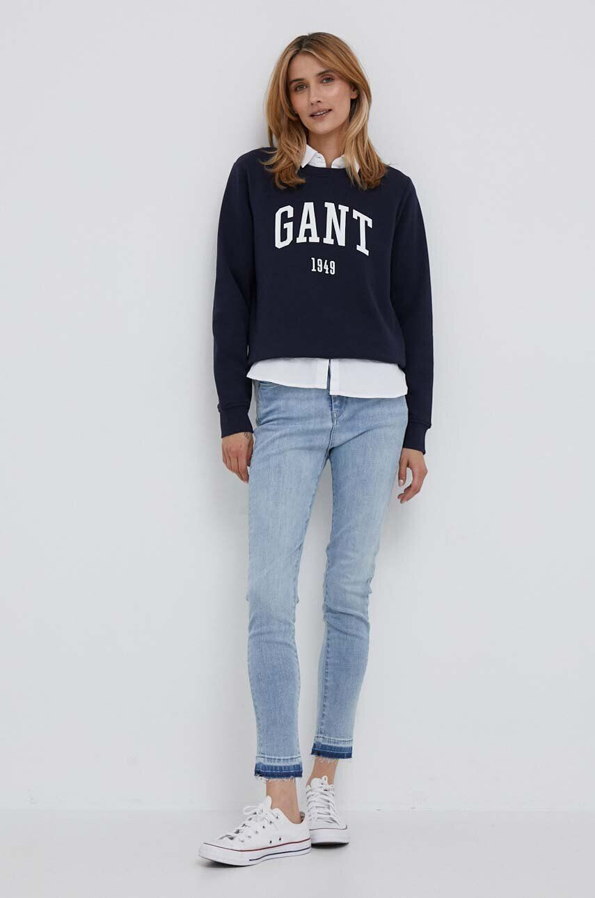 Gant bluza femei culoarea albastru marin cu imprimeu - Pled.ro