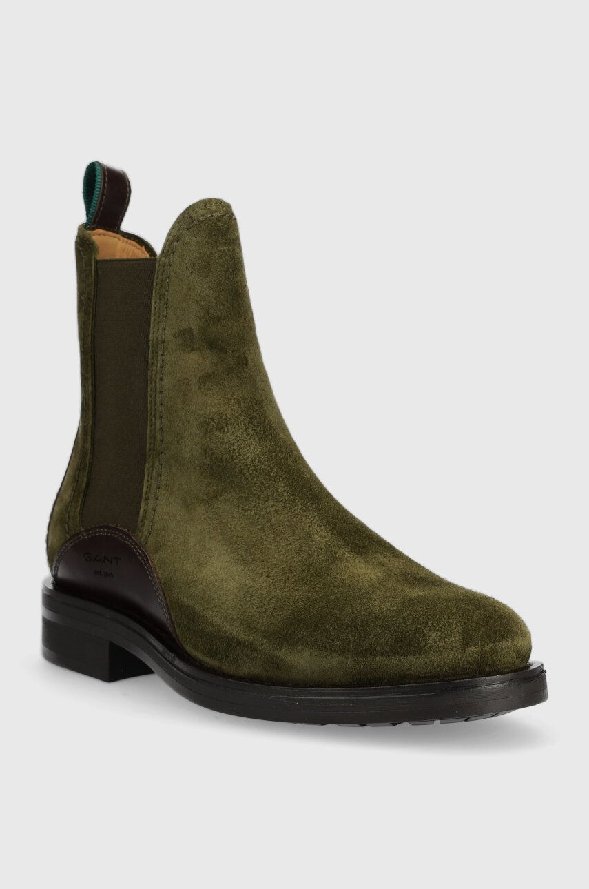 Gant botine din piele intoarsa Aimlee femei culoarea verde cu toc plat - Pled.ro