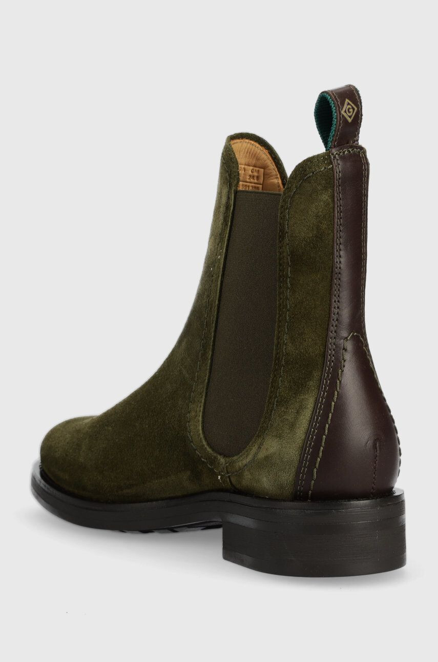 Gant botine din piele intoarsa Aimlee femei culoarea verde cu toc plat - Pled.ro