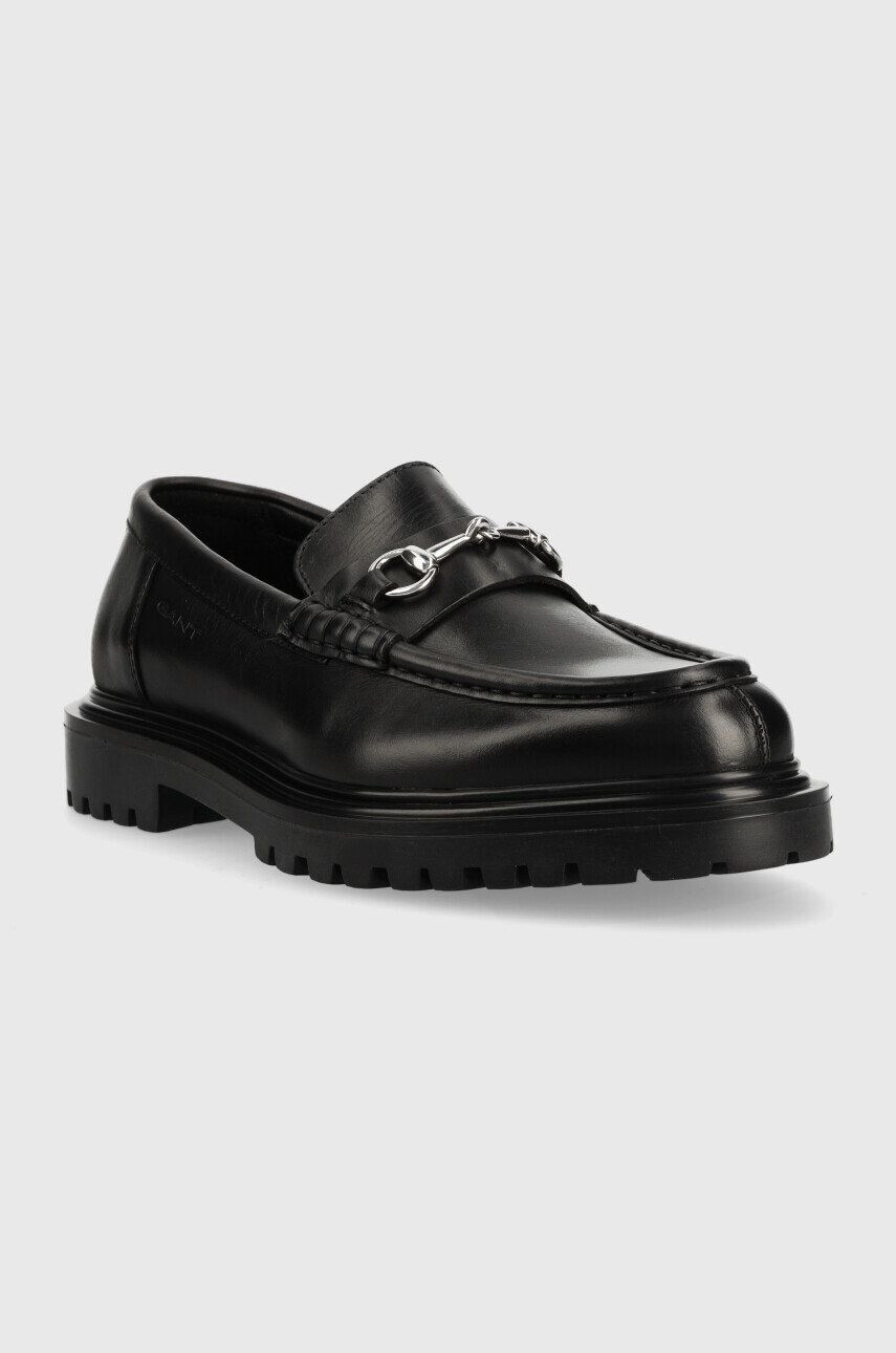 Gant mocasini de piele Jackmote barbati culoarea negru - Pled.ro