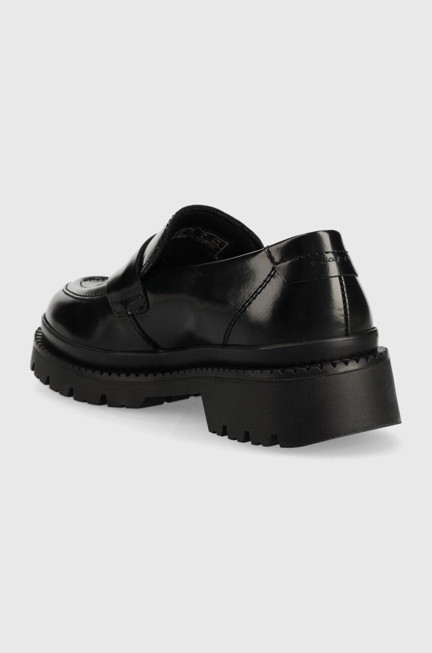 Gant mocasini de piele Prepnovo femei culoarea negru cu toc plat - Pled.ro