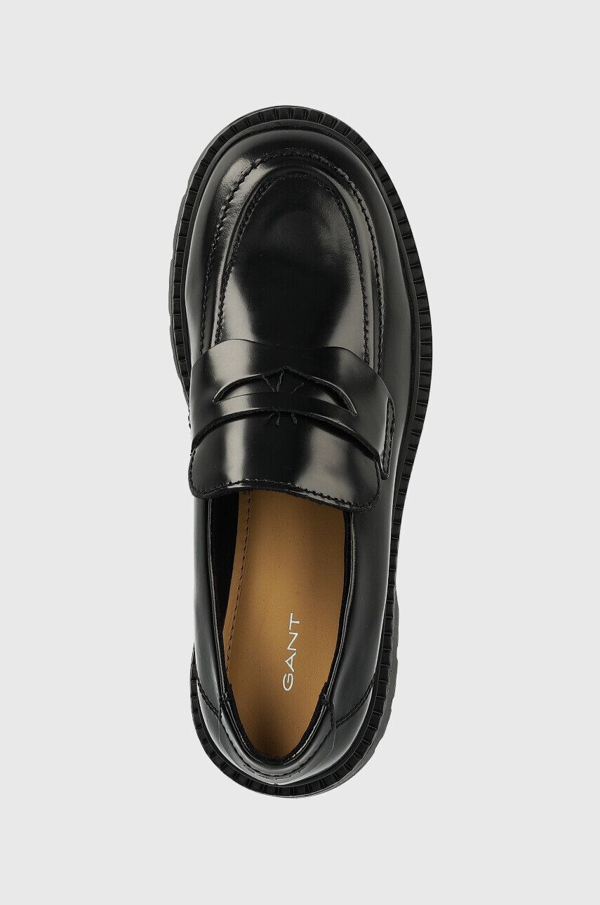 Gant mocasini de piele Prepnovo femei culoarea negru cu toc plat - Pled.ro