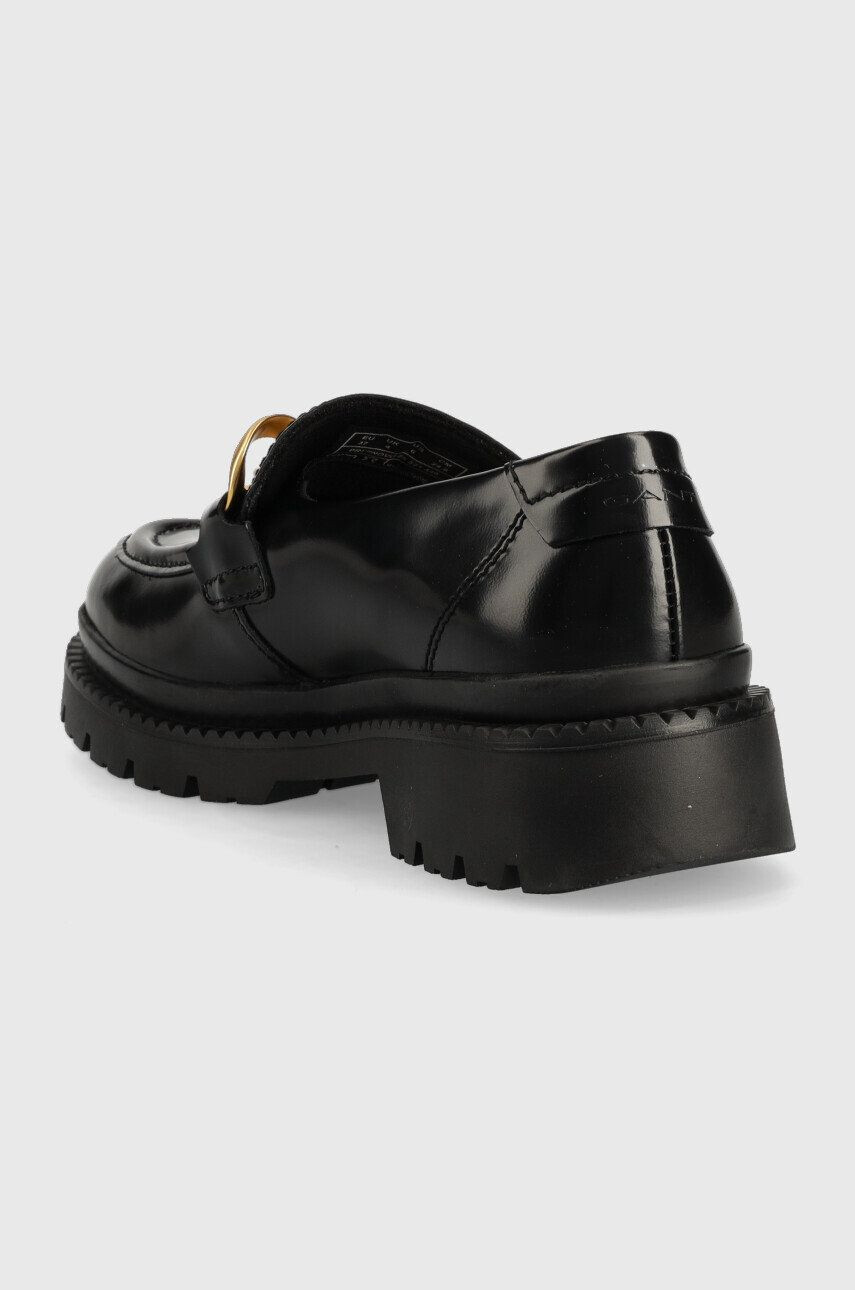 Gant mocasini de piele Prepnovo femei culoarea negru cu toc plat - Pled.ro