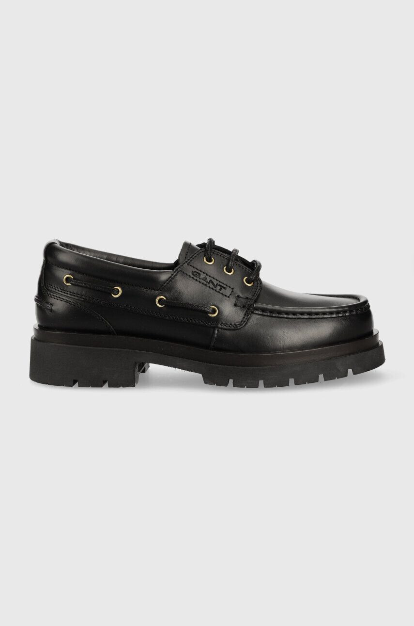 Gant mocasini de piele Zeamee barbati culoarea negru - Pled.ro