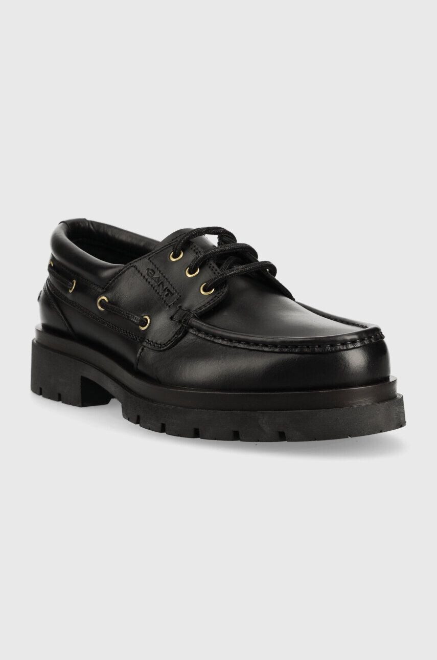 Gant mocasini de piele Zeamee barbati culoarea negru - Pled.ro